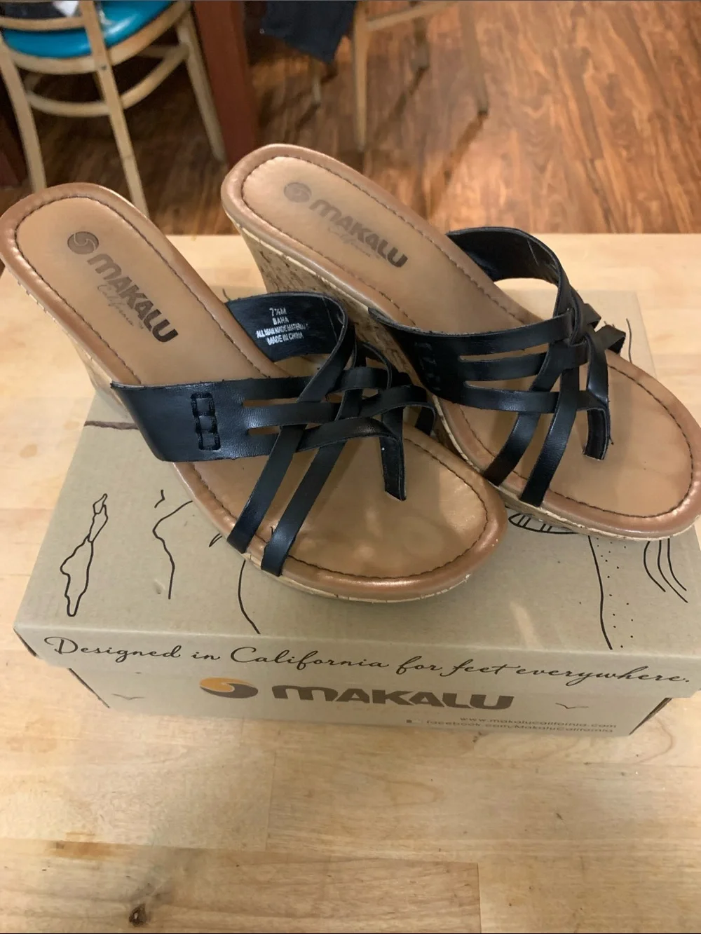 Makalu Black Woven Wedge Sandals
